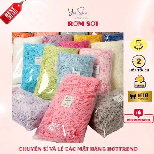 Giấy Rơm Sợi Lót Hộp Quà Tặng Nhiều Màu Sắc, Giấy Sợi Trang Trí Hộp Quà, Chống Va Đập Đồ handmade